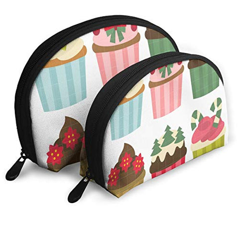 Pouch Zipper Toiletry Organizer Travel Makeup Clutch Bag Christmas Cupcakes Art Set Portable Bags