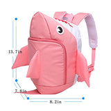 ABage Backpack with Safety Harness Leash Insulated Shark Backpack, Pink