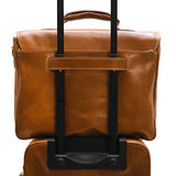 Floto Cortona Roller Buckle Briefcase Messenger Bag in Brown Tempesti Leather