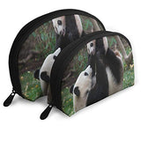 Makeup Bag Cute Panda Baby Portable Half Moon Toiletry Bags Holder For Women