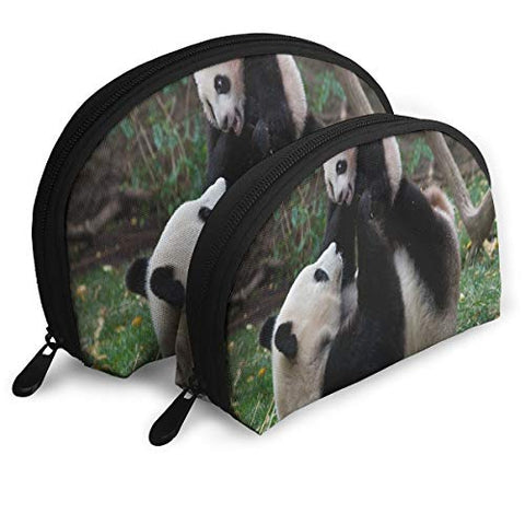 Makeup Bag Cute Panda Baby Portable Half Moon Toiletry Bags Holder For Women
