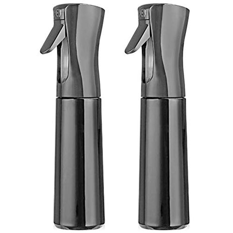 Hair Spray Bottle Empty Plastic Trigger Spray Bottle Refillable Fine Mist Sprayer Bottle 2 Pack 10oz /300ml for Hair Styling, Cleaning, Garden Continuous Water Mister (Black+Black)
