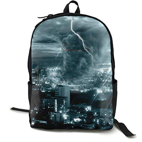 NiYoung Unisex Fashion Lightweight School College Backpack Casual Daypack Travel Business Outdoor Laptop Backpack with Side Pockets (Chicago City Tornado Storm Weather Pattern)
