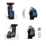 Adanina 3Pcs Geometric Prints Elementary Students Rolling Backpack School Bag With Wheels Trolley