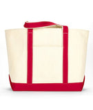 Ultraclub 8872 Extra-Large Canvas Boat Tote Bag - Natural & Red