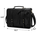 ECOSUSI Women Briefcase PU Leather Laptop Shoulder Satchel Computer Bag with Detachable Bow fits