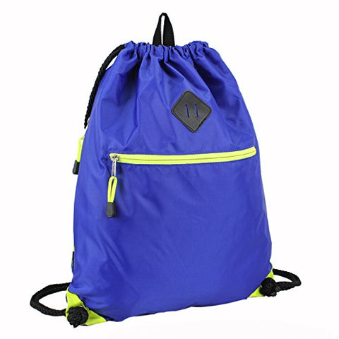 Eastsport Drawstring Sackpack Sling Backpack, Blue/Acid Yellow