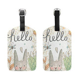 Luggage Tags Hello Cute Cartoon Easter Spring Rabbit Floral Flowers Travel ID Identifier for People