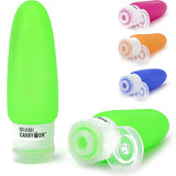Miami CarryOn TSA Approved Food Grade Silicone Travel Bottle Pair, FDA Approved (Electric Green)