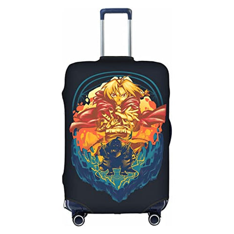 Fullmetal Alchemist Anime Travel Luggage Protector Cover Washable Suitcase Covers With Concealed Zipper Elastic Protector Case M 22-24 In