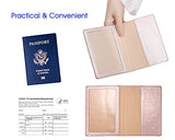 SAM & LORI Vaccine Card Protector Holder with Passport Holder Case, PU Leather Wallets Passport Cover and CDC Vaccine Card Slot Combo Rose gold