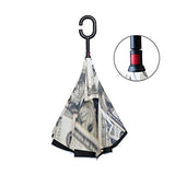 Reverse Umbrella Money Dollar Windproof Anti-UV for Car Outdoor Use