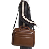 McKlein USA [Personalized Initials Embossing] Mens Laptop Bag Springfield 17" Leather Fly-Through� Checkpoint-Friendly Laptop Case in Brown