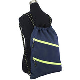Fuel Dual Zip Sporty Cinch Sling with Durable Chord Straps, Navy Mesh/Neon Yellow Underlay