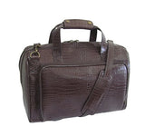 Amerileather Leather Croco-Print Three Piece Set Traveler on Spinner Wheels (#8603-4) (Dark Brown)
