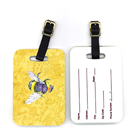 Caroline's Treasures 8852BT Pair of Bee on Yellow Luggage Tags, Large, multicolor