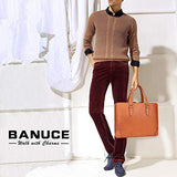 Banuce Vintage Full Grains Italian Leather Briefcase for Men Women Business 14 Inch U-zip Laptop
