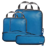 BAGAIL 6 Set Ultralight Packing Cubes Expandable Travel Packing Organizers Blue(2M+2S+2Slim)