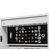 HomVent LED Non Full Body Mirror Jewelry Storage Cabinet, 8 LED Lights 4 Storage Shelves 6 Organizer Drawers Cosmetics Holder, Wall Door Mounted Cabinet, White