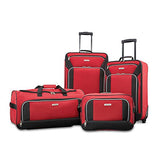 American Tourister Fieldbrook Xlt 4Pc Set (Bb/Wh Dfl/21/25 Upright), Red/Black