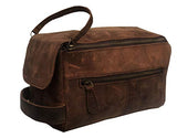 Genuine Buffalo Leather Unisex Toiletry Bag Travel Dopp Kit Grooming and Shaving Kit ~ for Men