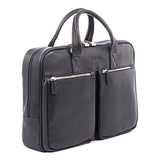 Bugatti Sartoria Medium Top Grain Leather Zipper Briefcase, Leather, Black