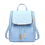 ABage Women's Leather Backpack Purse Casual Travel School Drawstring Flap Backpack, Light Blue
