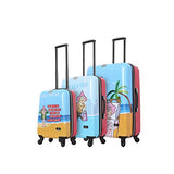 HALINA Aunty Acid Trip 3 Piece Set Luggage, Multicolor