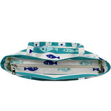 Beach Tote Bag Shoulder Bag with Zipper and Multi Pockets Water Resistant for Gym Beach Travel Shopping, Green Stripes Fish