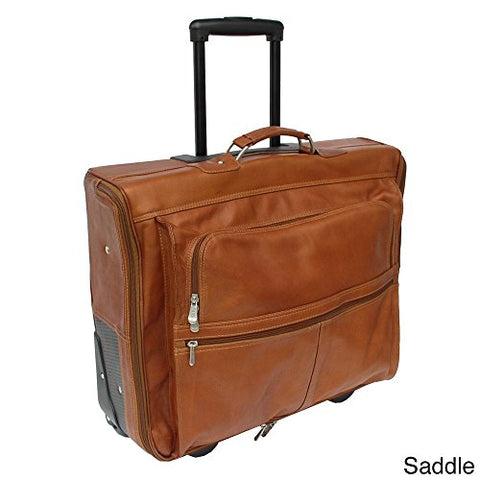 Piel Leather Garment Bag On Wheels, Saddle, One Size