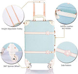 COTRUNKAGE 24 Inch Large Vintage Luggage Set 2 Pieces Rolling Suitcases for Women (13" & 24", Sky Blue)