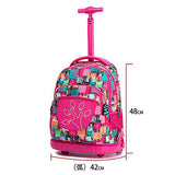 Qcc& Boys Girls Rolling School Backpack - High Capacity Outdoor Travelling Trolley Schoolbag