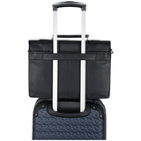 Ben Sherman Leather Double Compartment 15" Flapover Laptop Business Portfolio (RFID), Black