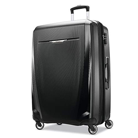 Samsonite Winfield 3 Dlx Hardside Checked Luggage With Double Spinner Wheels, 28-Inch, Black