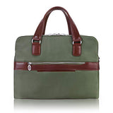 McKlein, N Series, Hartford, Nano Tech-Light Nylon with Leather Trim, Nylon Dual Compartment Briefcase, Green (18581)