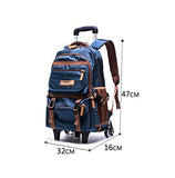 C-Xka Nylon Rolling Backpack Carry-On Luggage Travel Duffel Bag Wheeled Book Bag Detachable Dual