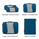 Travel Packing Cubes, Luggage Organizers L+M+2Slim+Laundry Bag Deep blue