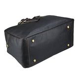 Large Mens Leather Duffel Bag, Berchirly Outdoor Travel Duffel Black