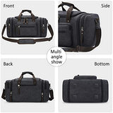 Toupons 20.8'' Large Canvas Travel Tote Luggage Men's Weekender Duffle Bag (Black)