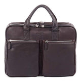 Bugatti Sartoria Medium Top Grain Leather Zipper Briefcase, Leather, Brown