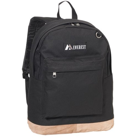 Everest Luggage Suede Bottom Backpack, Black, Large