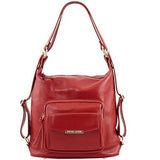 Tuscany Leather Tl Bag Leather Convertible Bag Red Leather Backpacks