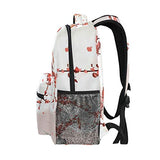 Backpack Travel Vintage Chinese Plum Blossom Bird Moon School Bookbags Shoulder Laptop Daypack