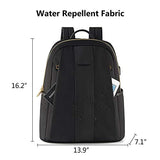 KROSER Laptop Backpack 15.6 Inch Fashion School Computer Backpack Water-Repellent Nylon Casual Daypack with USB Charging Port for Travel/Business/College/Women/Men-Black