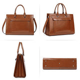 CLUCI Leather Briefcase for Women Vintage Laptop 15.6 Inch Slim Large Business Ladies Work Shoulder Bag Oil Wax Brown