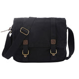 Abage Men's Canvas Messenger Bag Small Vintage Military Satchel Bag Crossbody Bag, Black