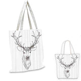Antlers canvas messenger bag Sketch of Deer Head Illustration Style Black and White Monochromic