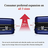 FOCHIER F Hard Shell Luggage 3 Piece Set with Spinner Wheels, Expandable Lightweight Suitcase with TSA Lock 20 24 28 Inch, Blue
