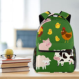 LORVIES Farm Animal Green Lightweight School Classic Backpack Travel Rucksack for Girls Women Kids Teens