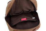 Crest Design Canvas Hiking Travel Daypacks School Laptop Backpack Rucksack 30L (Brown)